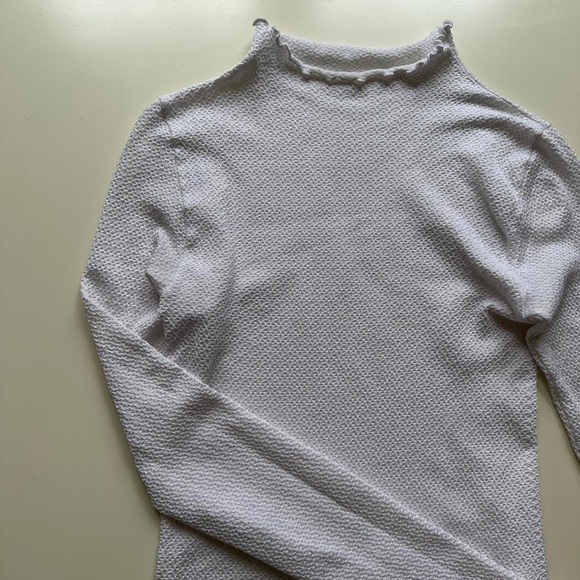 Free people super soft ruffled white bodysuit with mock neck. - Picture 2 of 3